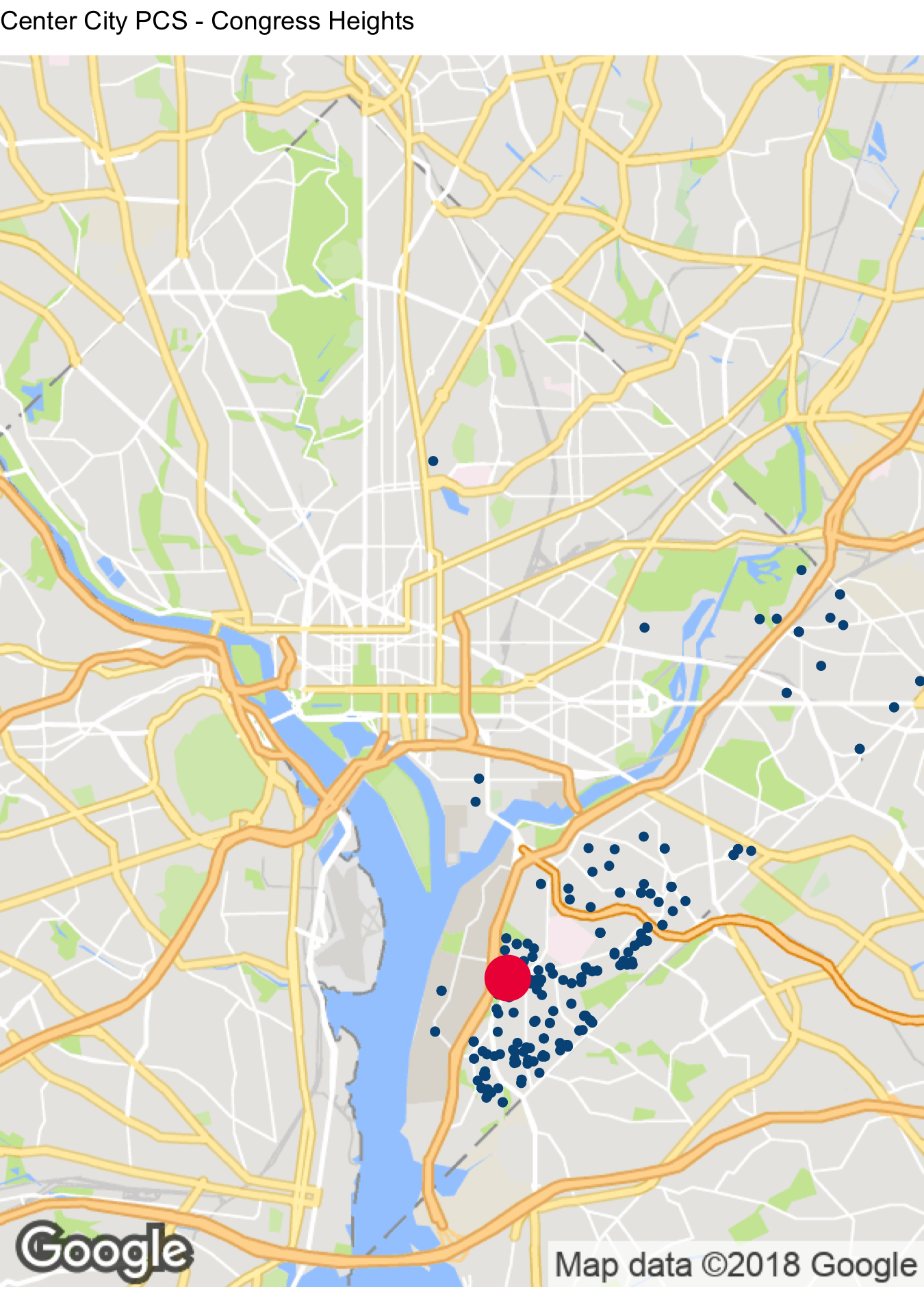 Center City PCS Congress Heights Student Location Map DC PCSB
